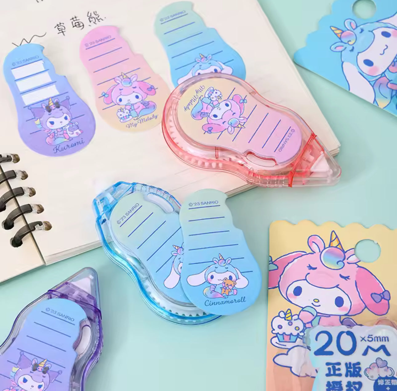 Correction Tape with Sticky Note Attached