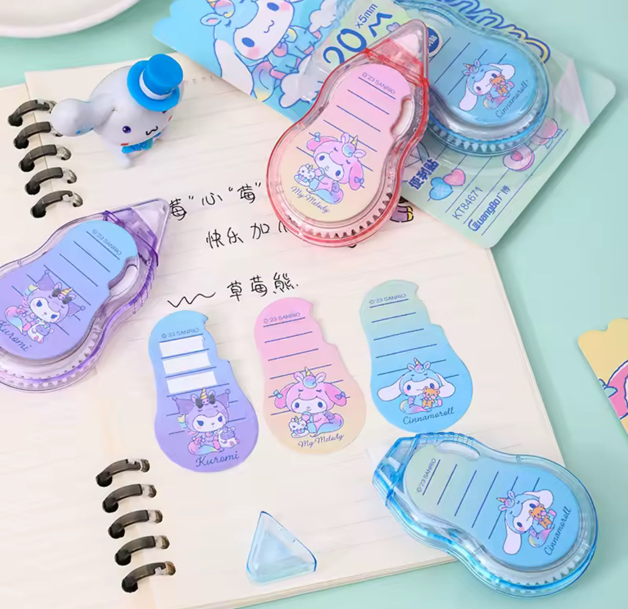 Correction Tape with Sticky Note Attached