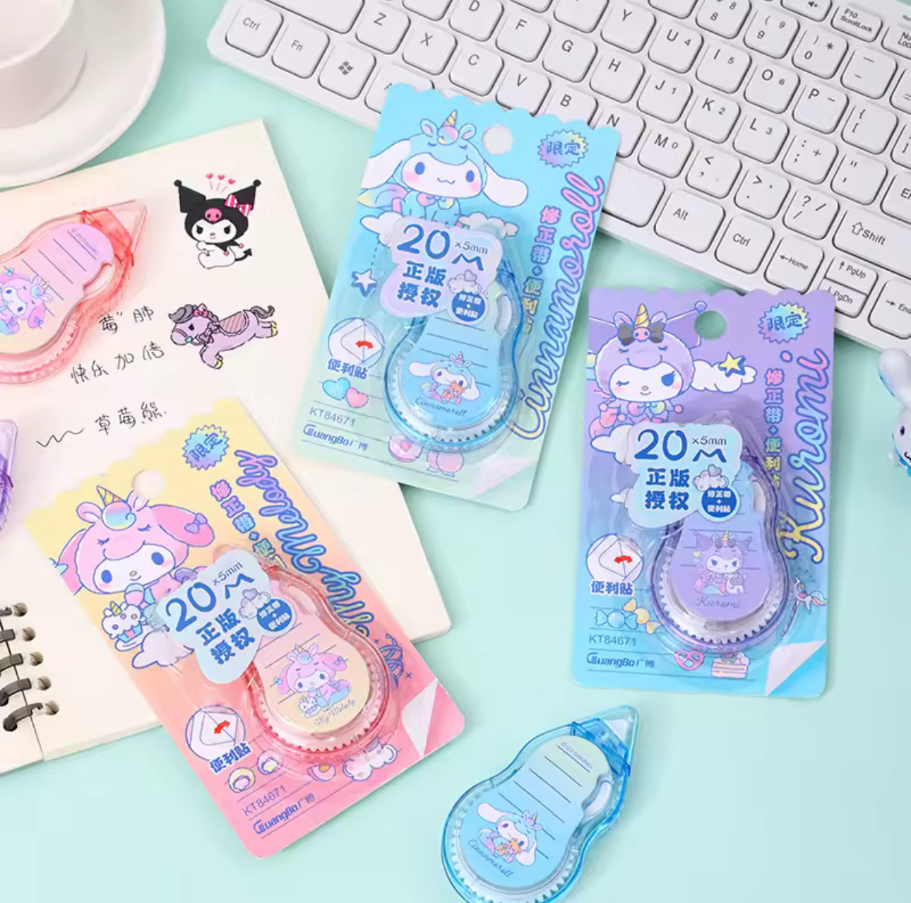 Correction Tape with Sticky Note Attached